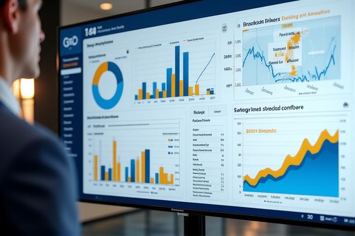 Un pannello di controllo per la gestione del portafoglio finanziario con visualizzazioni grafiche di diversificazione, rischio-rendimento e metriche di performance.