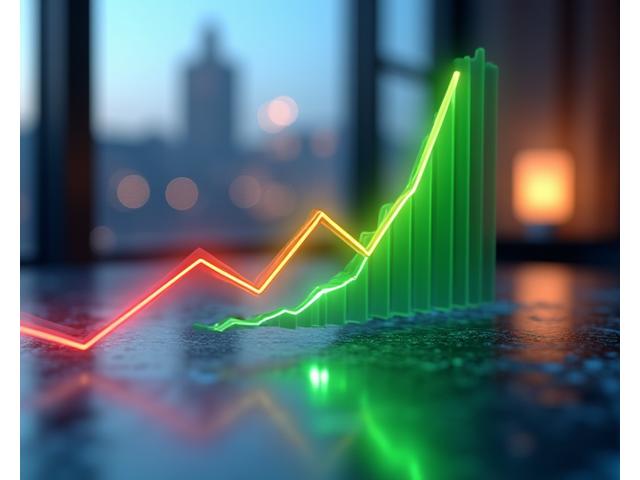Grafico finanziario in trasformazione da rosso a verde, simbolo di risanamento del debito e crescita futura.