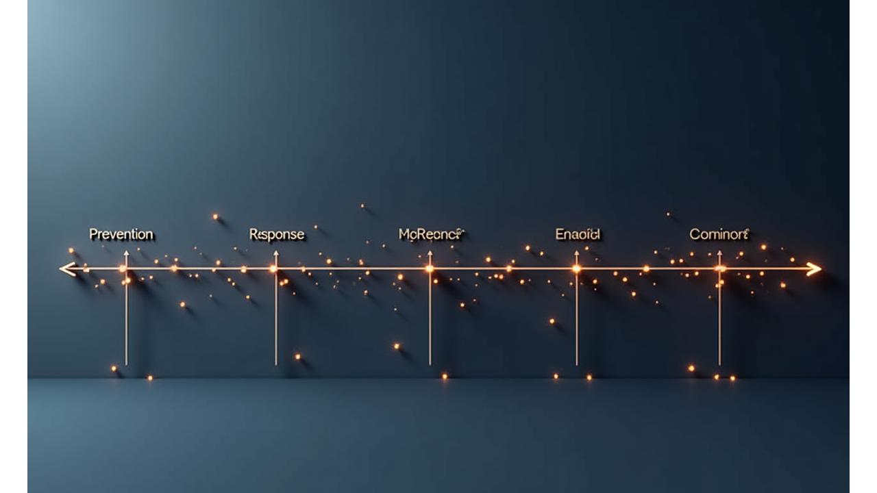 Timeline dinamica di gestione delle crisi con fasi di preparazione e risposta
