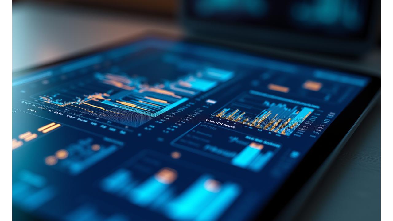Un display finanziario digitale che mostra diversi grafici e formule di valutazione, mettendo in evidenza la complessità e la precisione delle metodologie di Finassistent.