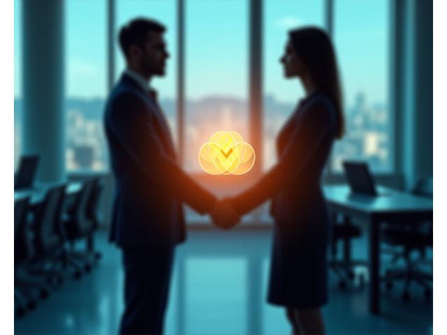 Due persone in silhouette che si stringono la mano di fronte a un simbolo di accordo legale, che simboleggia la risoluzione amichevole